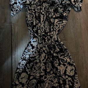 Elegant Black and White Floral Dress